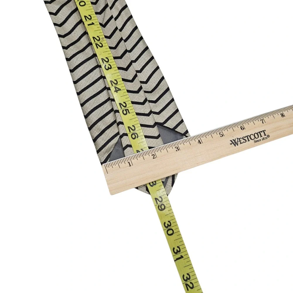Echo Necktie Black & Beige Chevron Zig Zag Pattern Silk‎ Modernist Career